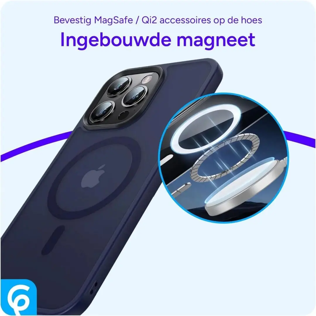 Selected by GSMpunt.nl iPhone 14 Pro Hoesje - Matte Donkerblauw - MagSafe