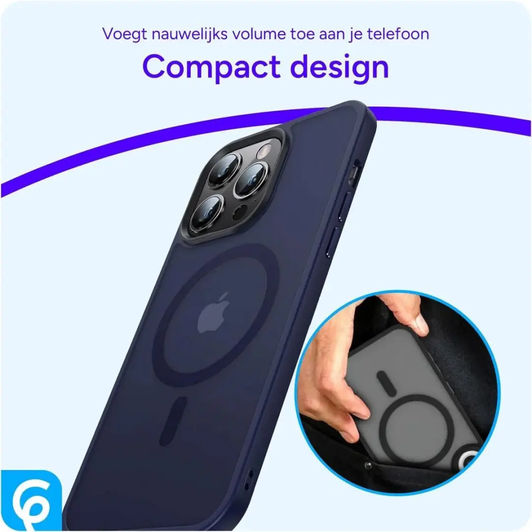 Selected by GSMpunt.nl iPhone 14 Pro Hoesje - Matte Donkerblauw - MagSafe - afbeelding 6 van 6