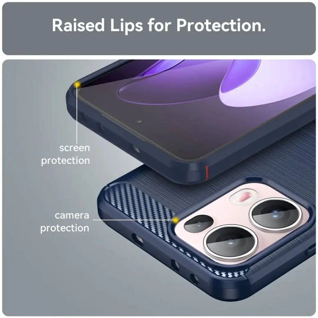 Selected Geborsteld TPU Hoesje Oppo Reno 13 Pro - Blauw - afbeelding 6 van 6