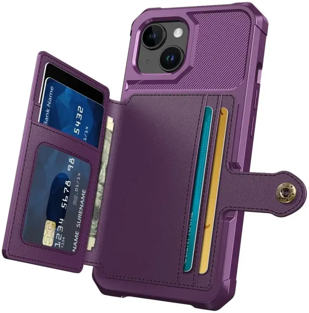 Selected Portemonnee Hoesje iPhone 15 - 4 Pasjes - Paars
