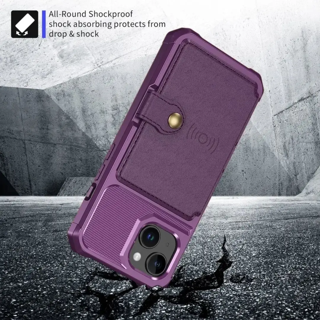 Selected Portemonnee Hoesje iPhone 15 - 4 Pasjes - Paars
