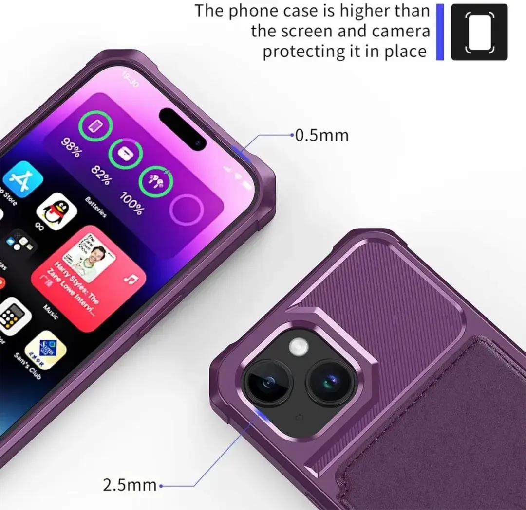 Selected Portemonnee Hoesje iPhone 15 - 4 Pasjes - Paars