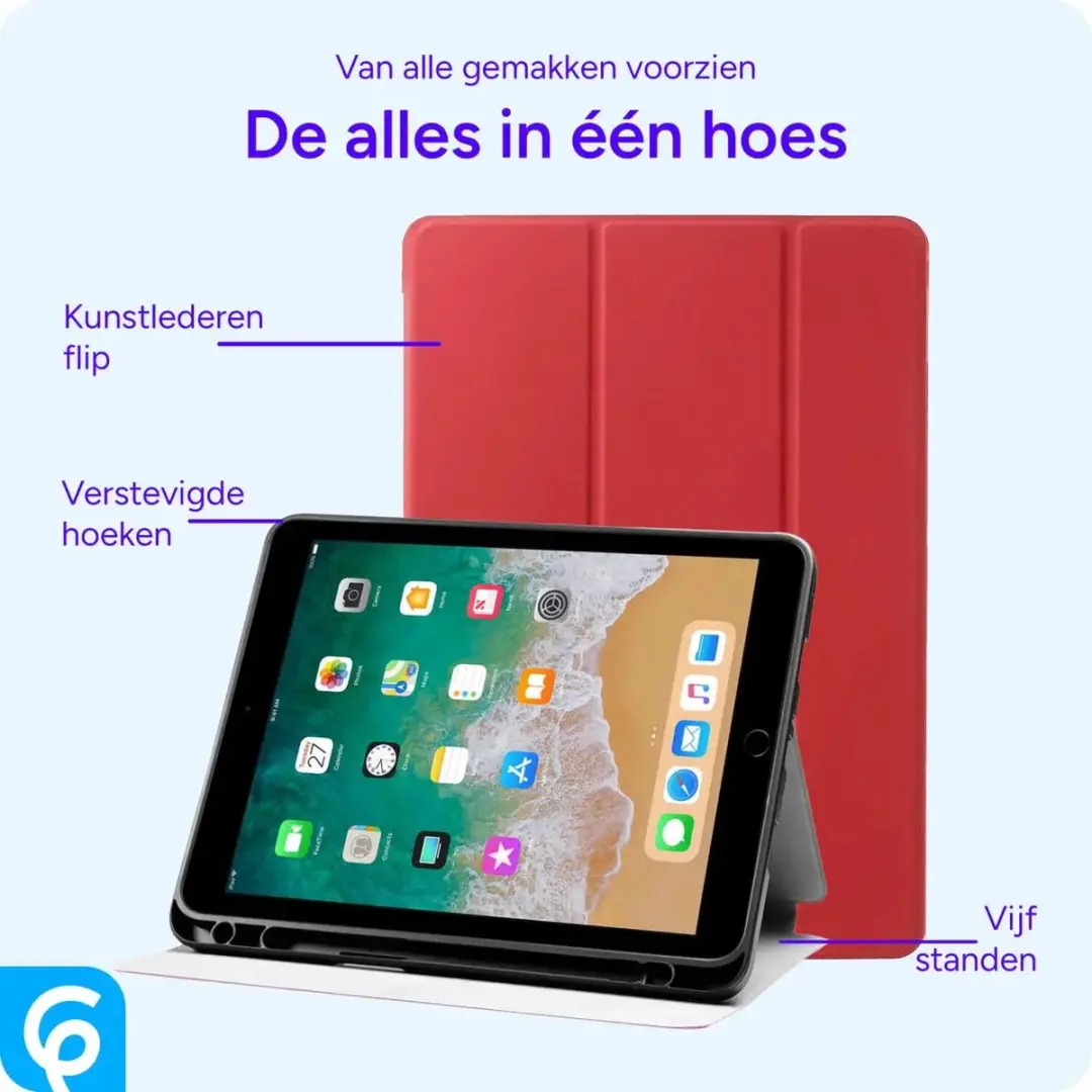 Selected by GSMpunt Apple iPad 9.7 Hoes - Tri-Fold Book Case Rood