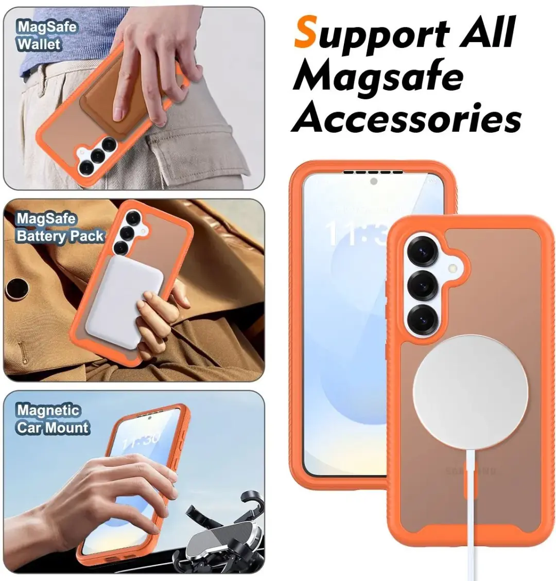 Selected Hoesje Samsung Galaxy S25 Matte Oranje - MagSafe