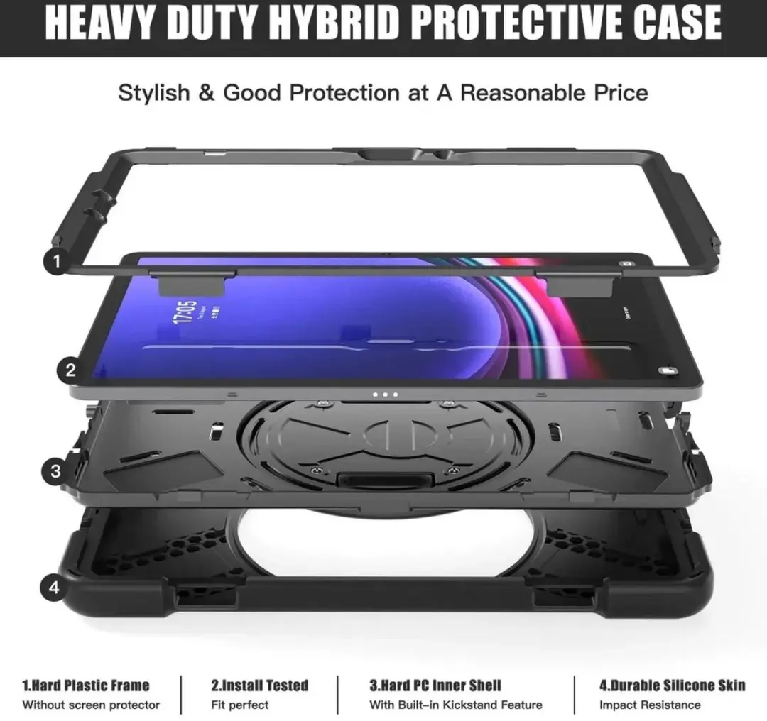 Selected Hoes Samsung Galaxy Tab Active5 Zwart - Kickstand & Handriem