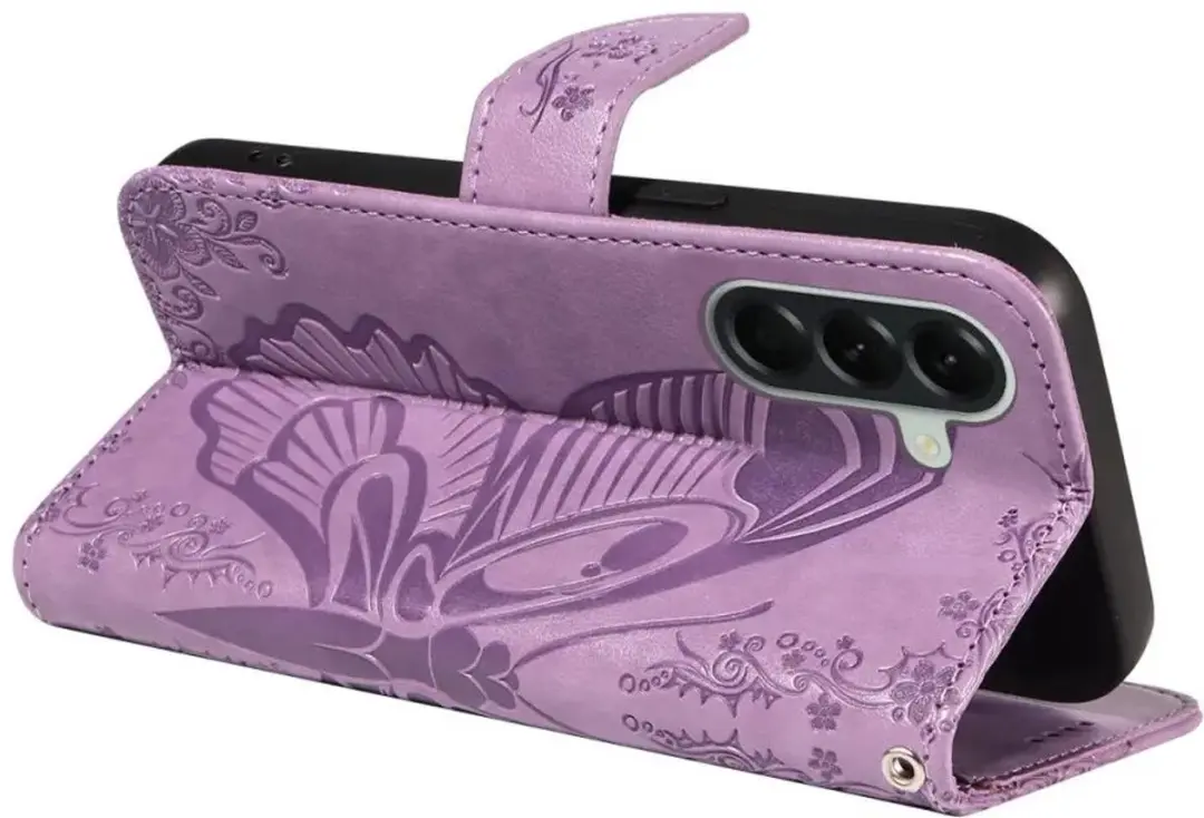 Selected Hoesje Samsung Galaxy A57 Wallet Vlinder Kunstleer - Paars - afbeelding 6 van 6