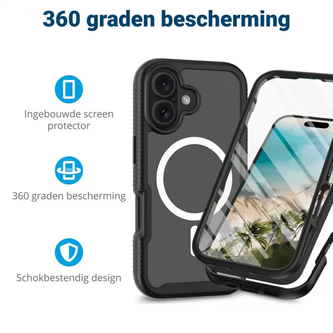 Selected iPhone 16 Plus Hoesje met Screenprotector - MagSafe - Zwart/Transparant - afbeelding 6 van 6