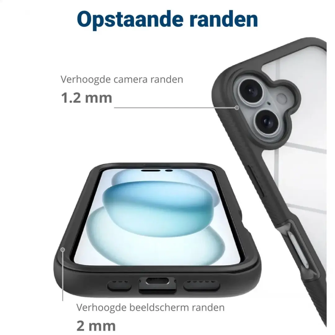 Selected iPhone 16 Plus Hoesje met Screenprotector - MagSafe - Zwart/Transparant