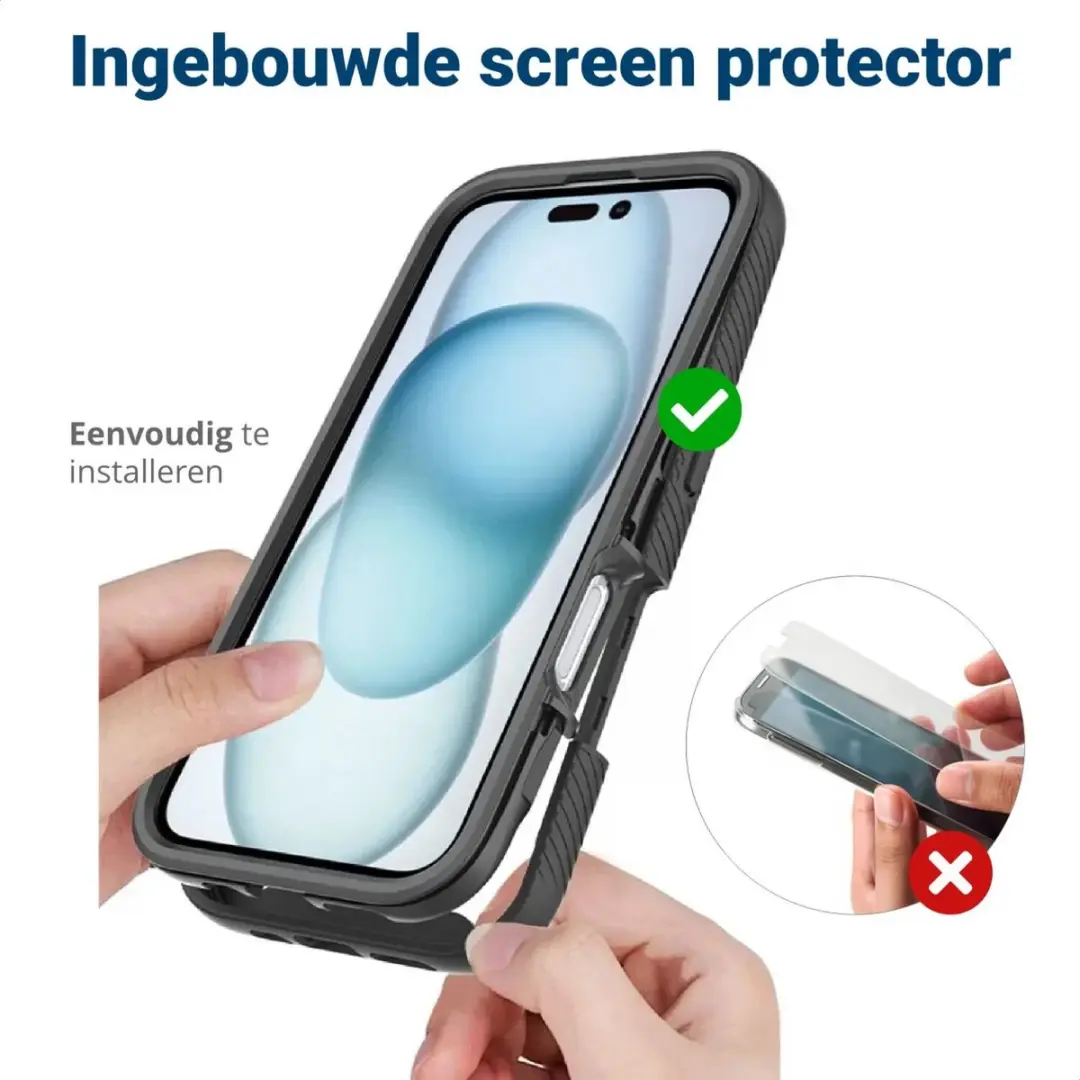Selected iPhone 16 Plus Hoesje met Screenprotector - MagSafe - Zwart/Transparant