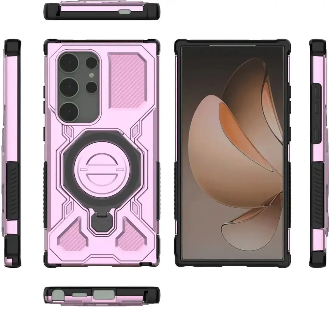 Selected Hoesje Samsung Galaxy S24 Ultra MagSafe Roze - 360° Draaibare Stand