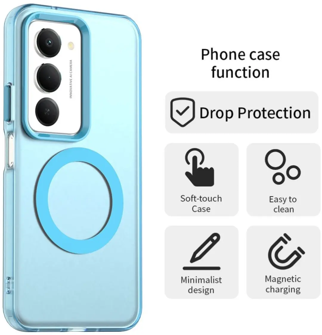 Selected MagSafe Backcover Xiaomi Redmi 15 - Blauw & Transparant