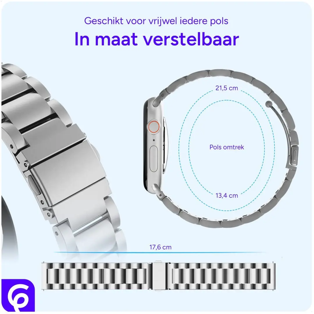 Selected SBG RVS Schakelbandje Apple Watch - 38-42mm - Zilver