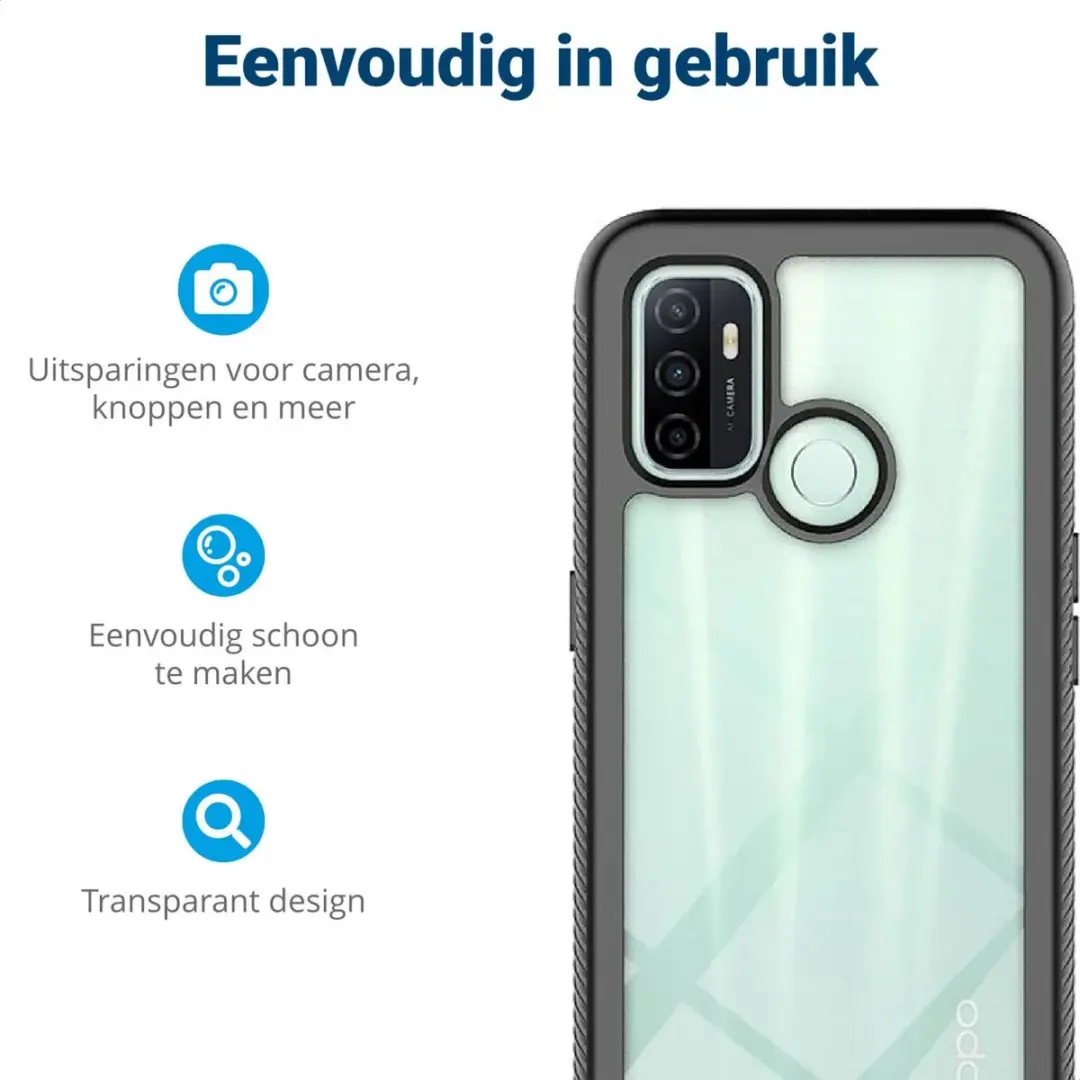 Oppo A53/A53s Hoesje - Full Protect - Zwart/Transparant