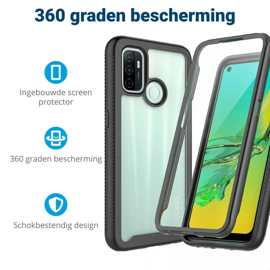 Oppo A53/A53s Hoesje - Full Protect - Zwart/Transparant