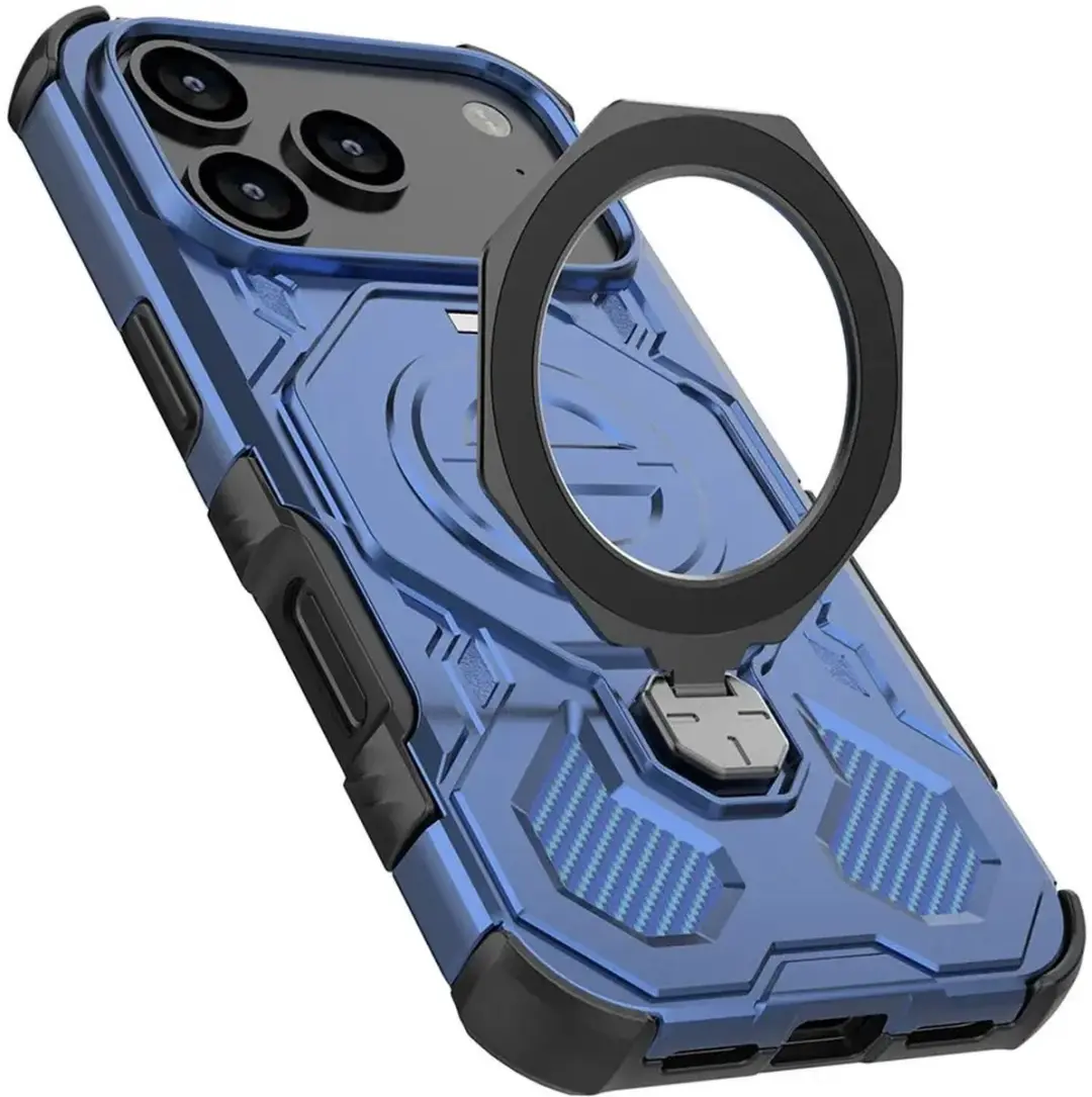 Selected Hoesje iPhone 17 Pro Max MagSafe Blauw - 360° Draaibare Standaard