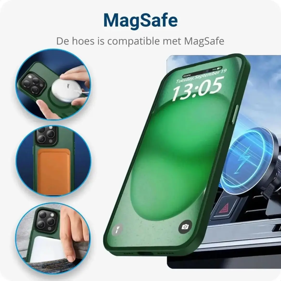 Selected by GSMpunt Apple iPhone 15 Pro Hoesje - Donkergroen - MagSafe
