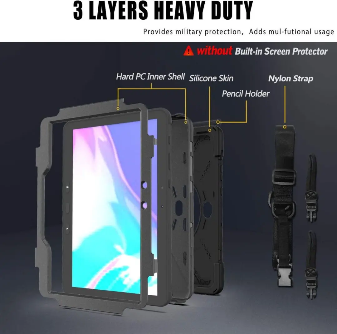 Selected Hoes Samsung Galaxy Tab Active4 Pro Zwart - Kickstand & Handriem
