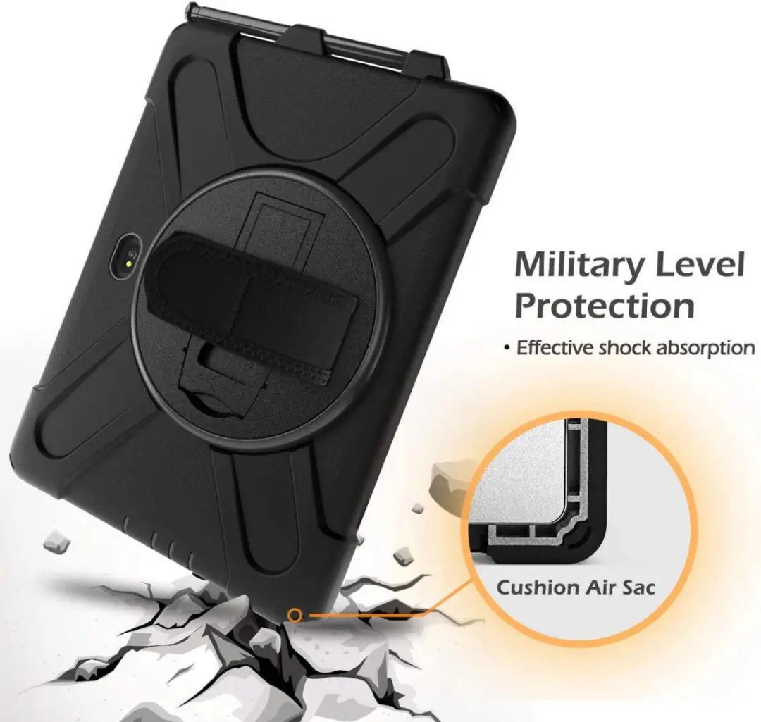 Selected Hoes Samsung Galaxy Tab Active4 Pro Zwart - Kickstand & Handriem