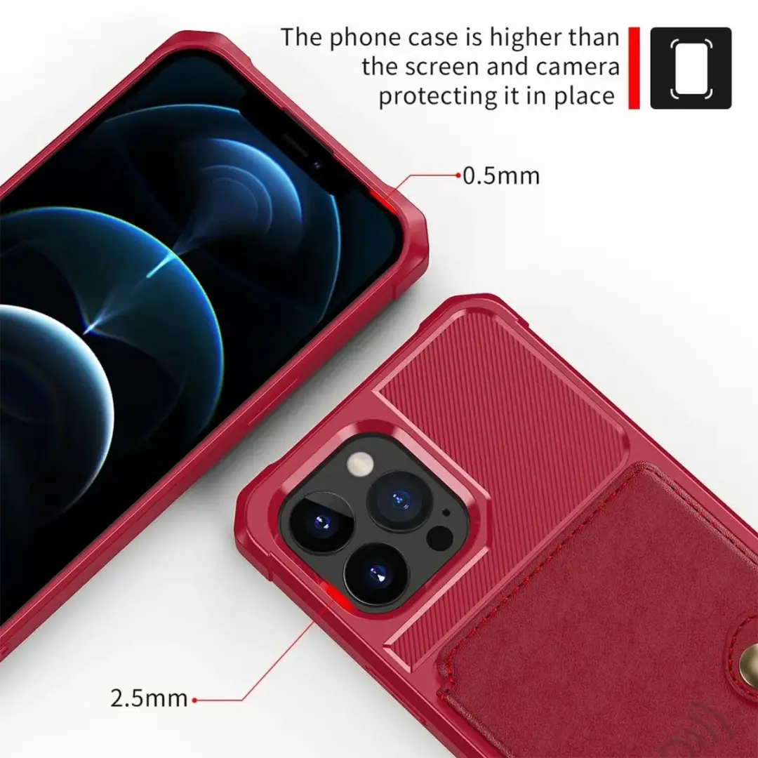 Selected Portemonnee Hoesje iPhone 13 Pro - 4 Pasjes - Rood - afbeelding 6 van 6