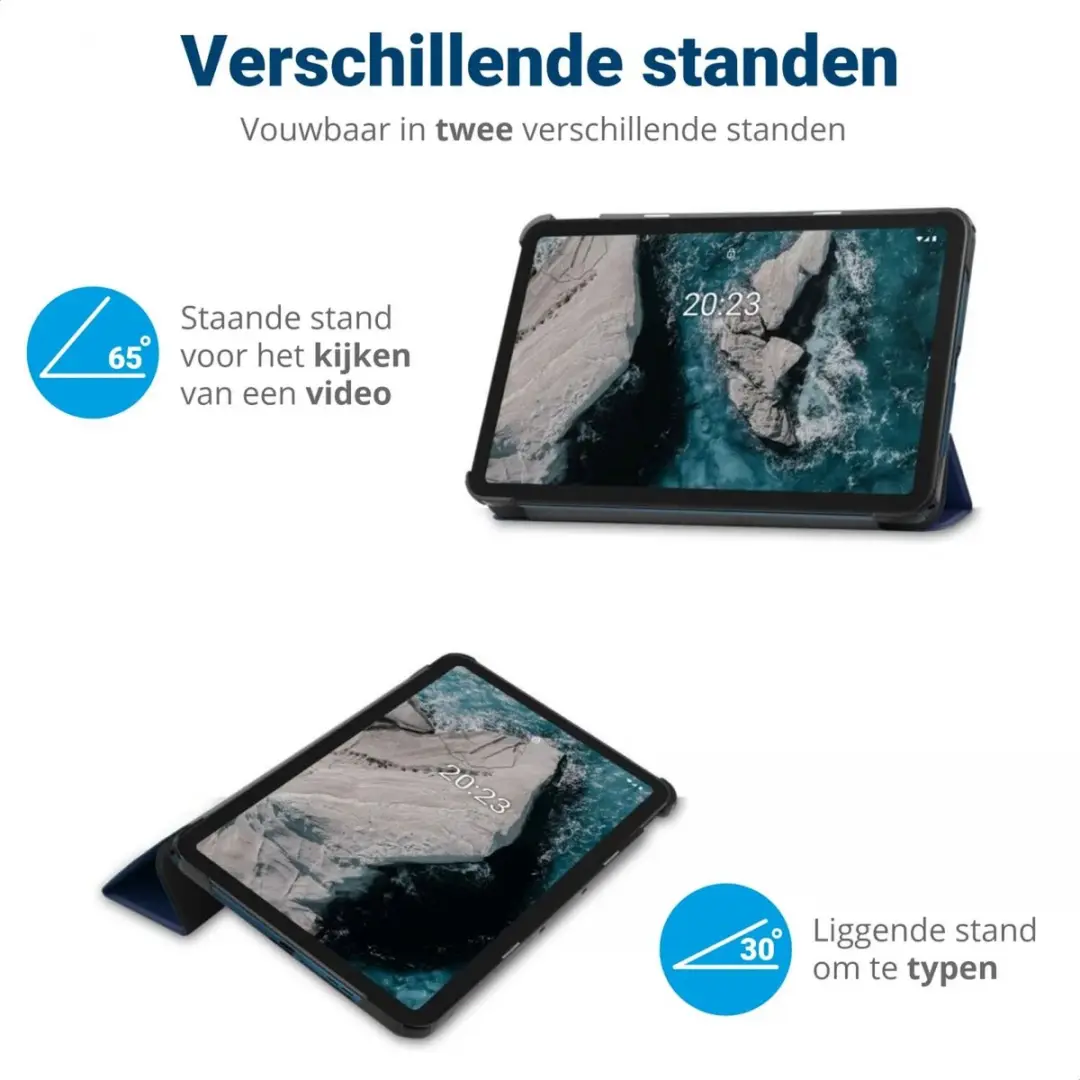 Selected by GSMpunt Nokia T20 Tablethoes - Tri-fold Kunstleder Blauw
