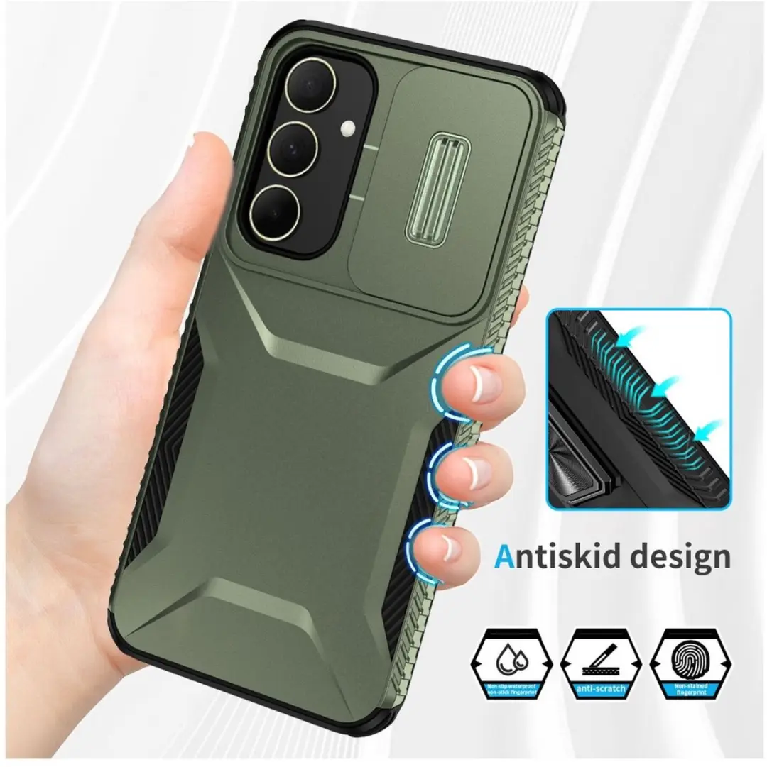 Selected Hoesje Samsung Galaxy A35 Camera Slider Groen
