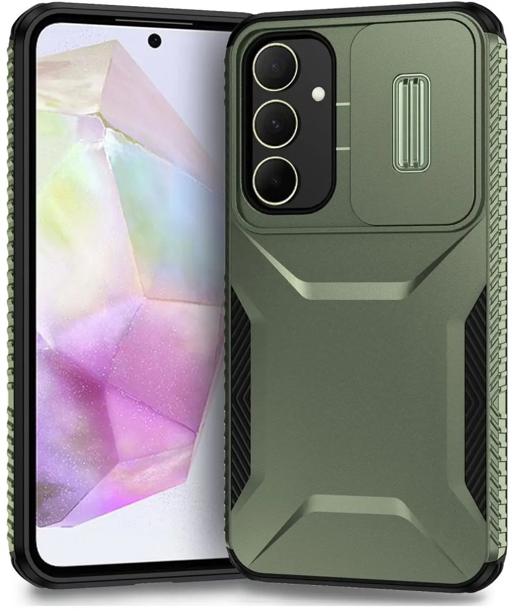 Selected Hoesje Samsung Galaxy A35 Camera Slider Groen
