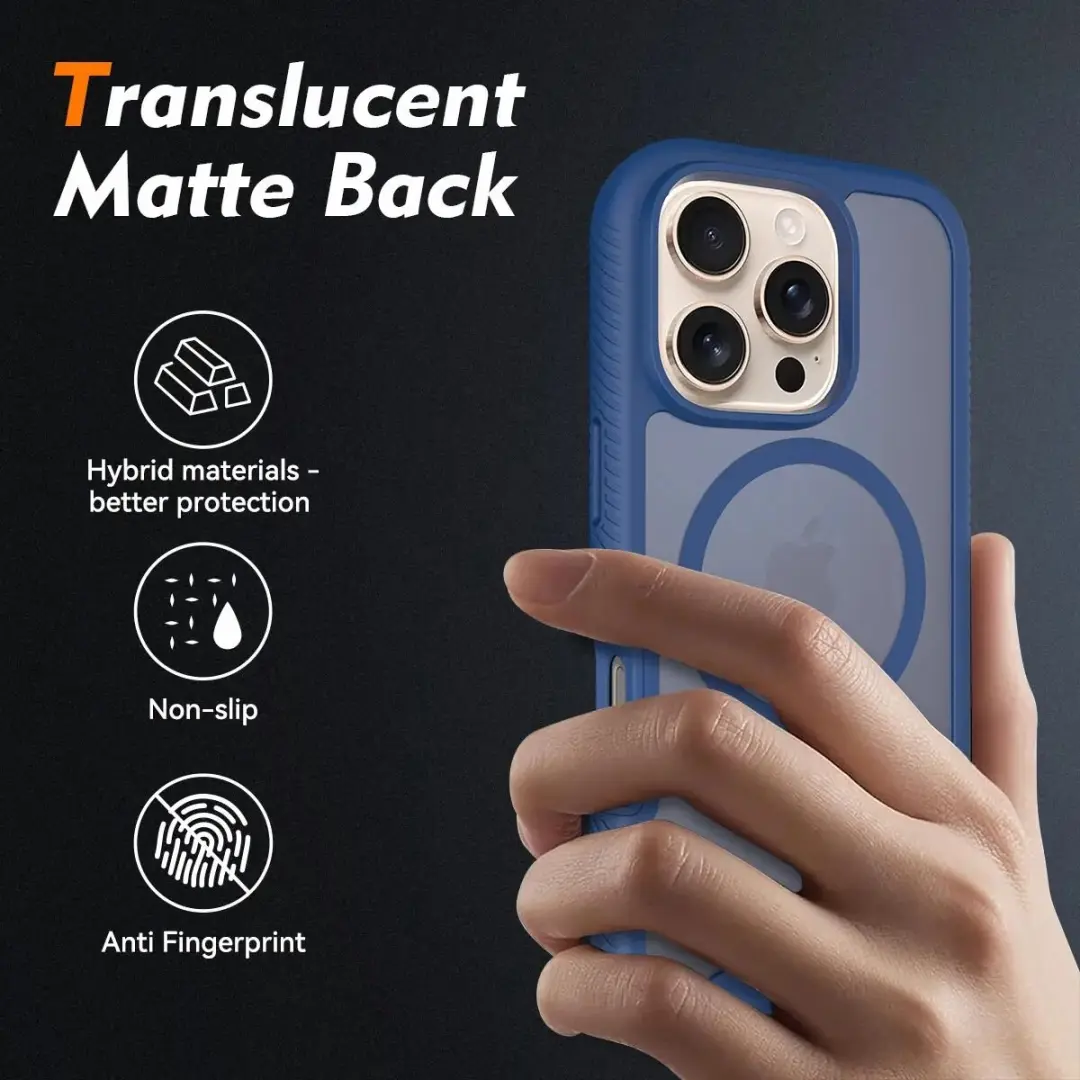Selected by GSMpunt.nl iPhone 16 Pro Hoesje Matte Blauw - MagSafe