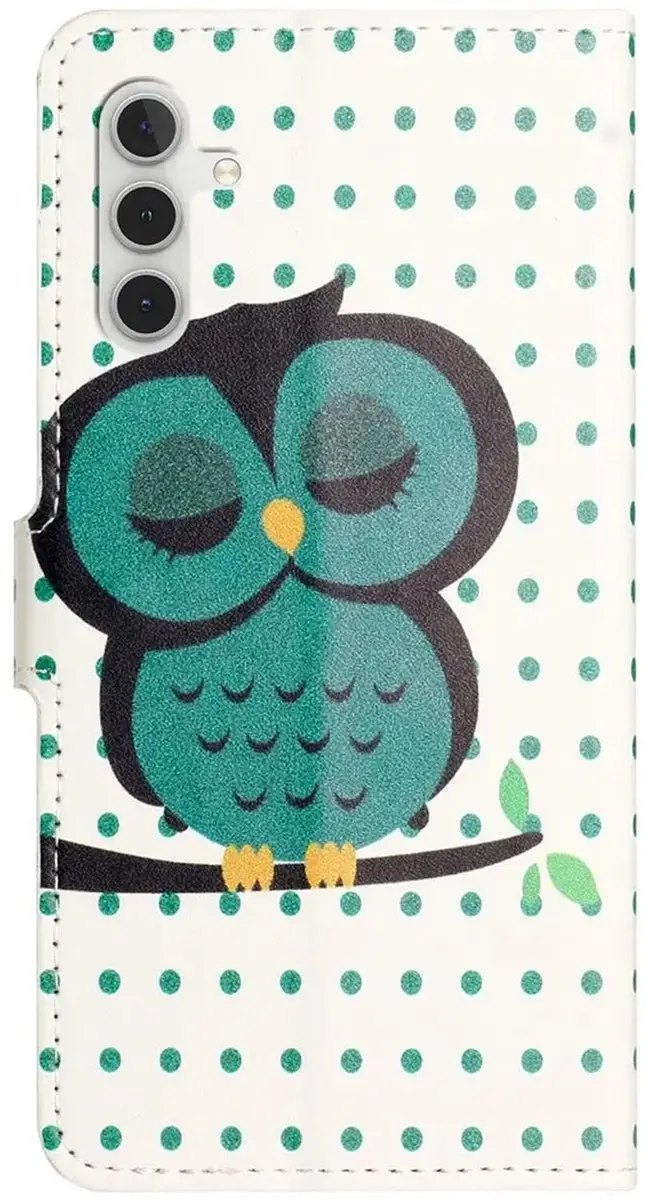 Selected Hoesje Samsung Galaxy A37 Book Case - Magneet Sluiting - Uil Print - 2 Pasjes