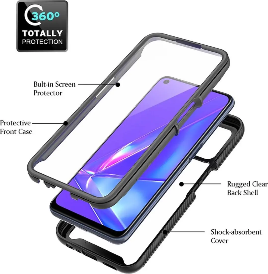 Oppo A52/A72 Hoesje - Full Protect - Doorzichtig/Zwart