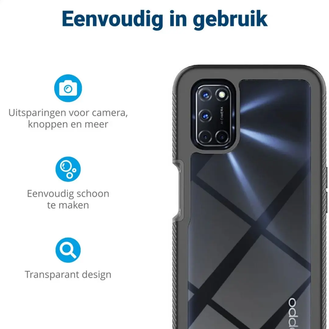 Oppo A52/A72 Hoesje - Full Protect - Doorzichtig/Zwart