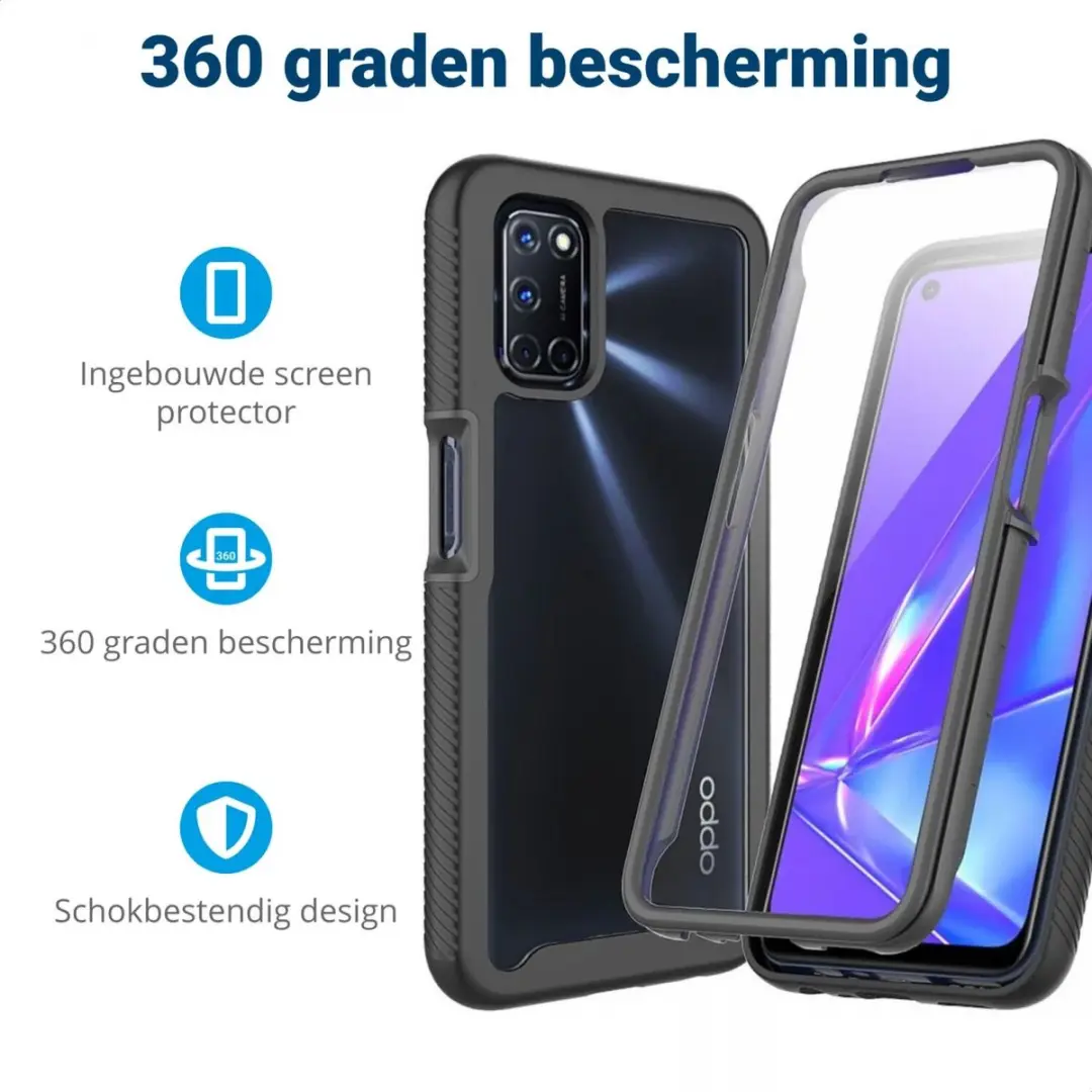 Oppo A52/A72 Hoesje - Full Protect - Doorzichtig/Zwart