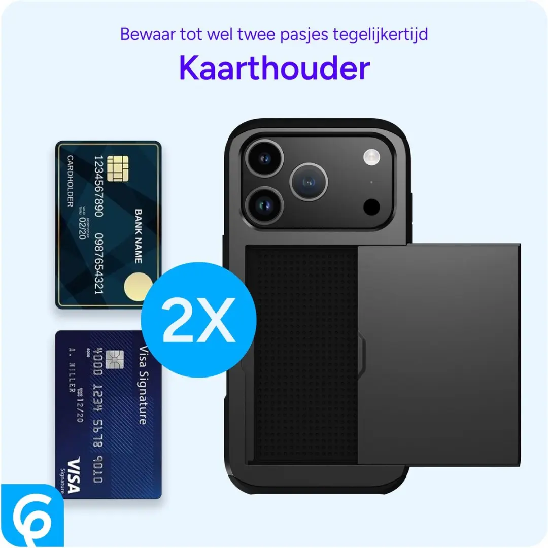 Selected Hoesje iPhone 17 Pro Max Kaarthouder - 2 Pasjes Zwart