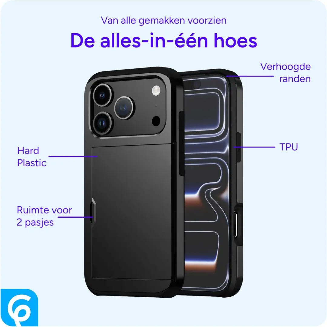 Selected Hoesje iPhone 17 Pro Max Kaarthouder - 2 Pasjes Zwart