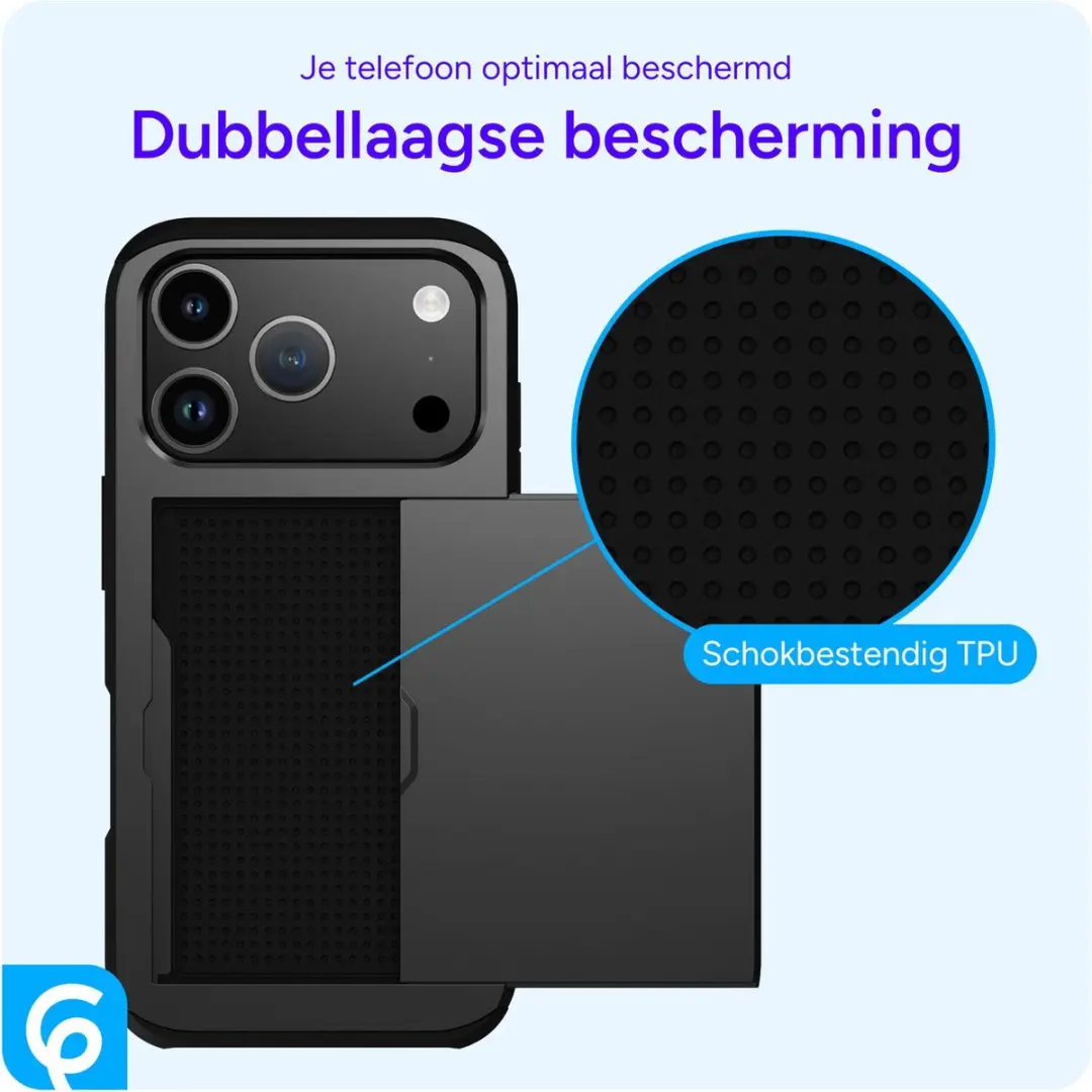 Selected Hoesje iPhone 17 Pro Max Kaarthouder - 2 Pasjes Zwart