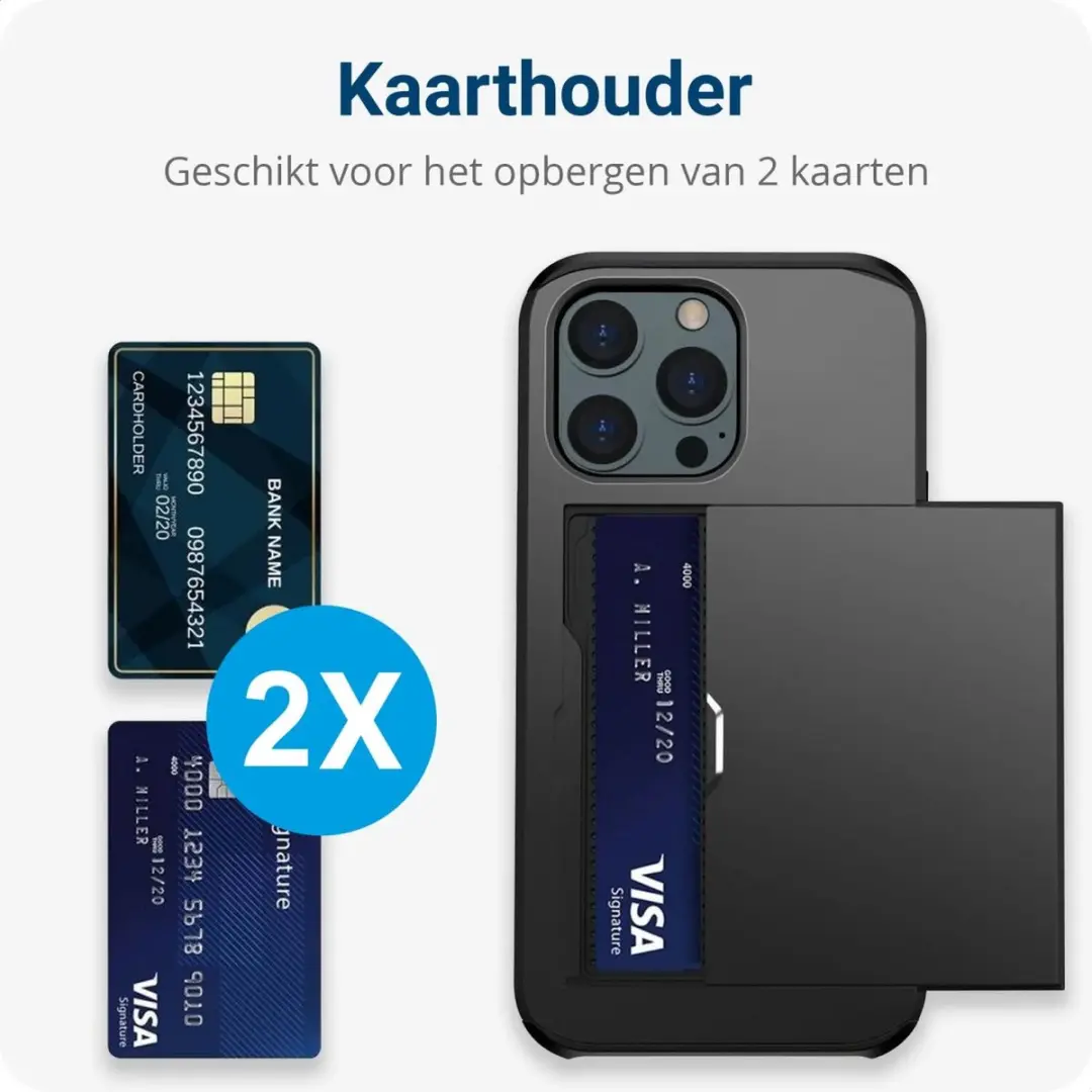 Selected Hoesje iPhone 15 Pro Kaarthouder - 2 Pasjes Zwart