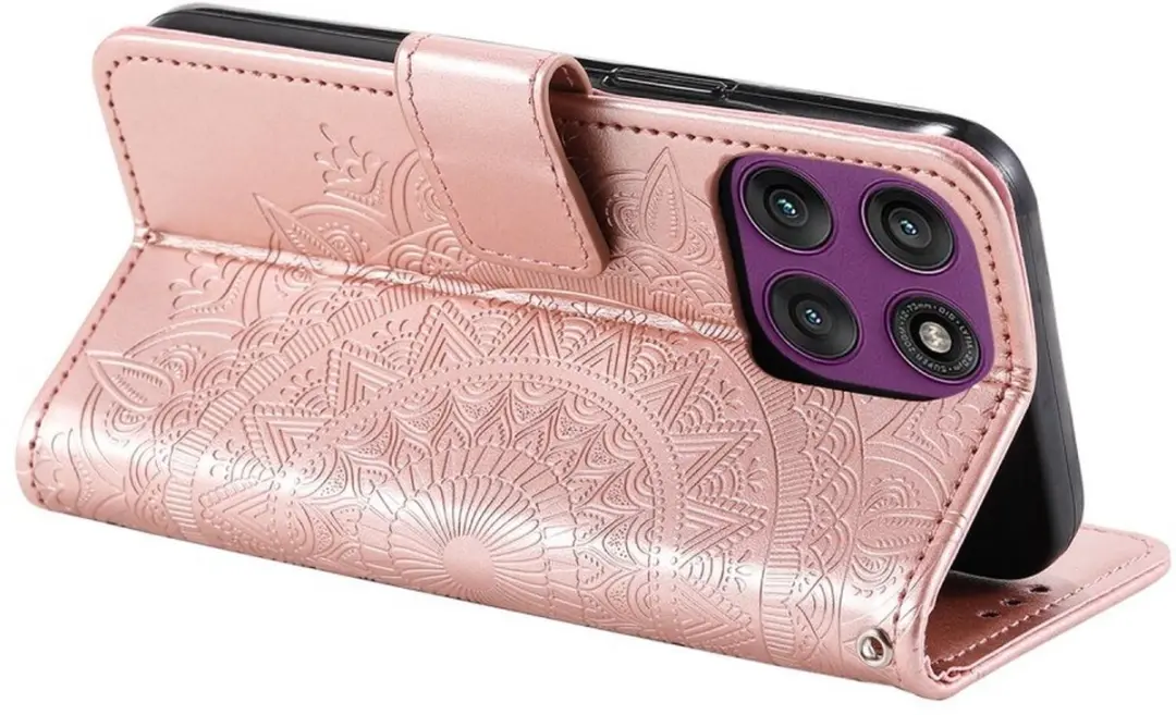 Selected Hoesje Motorola Moto G86 Mandala - Roze Goud - 3 Pasjes