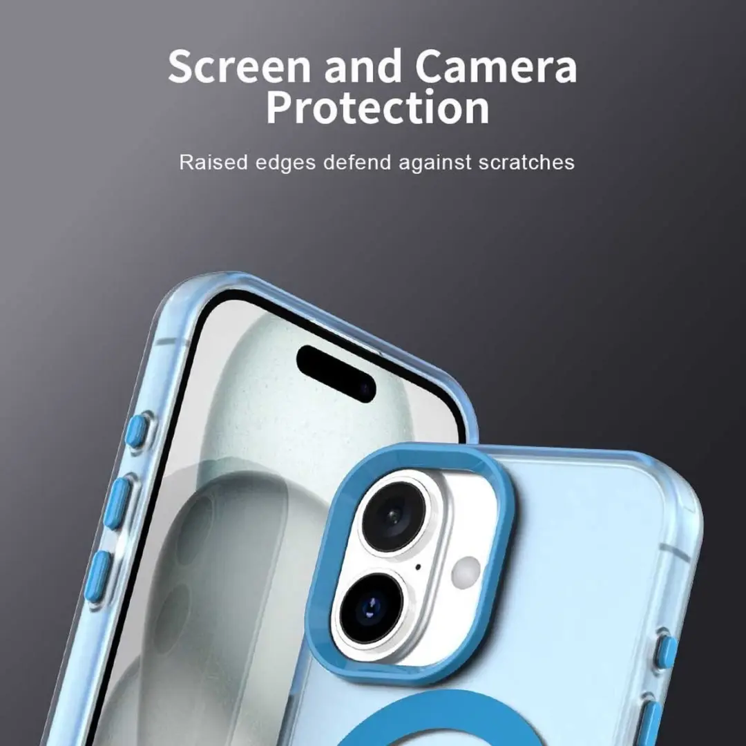 Selected MagSafe Backcover iPhone 16 Plus - Blauw & Transparant
