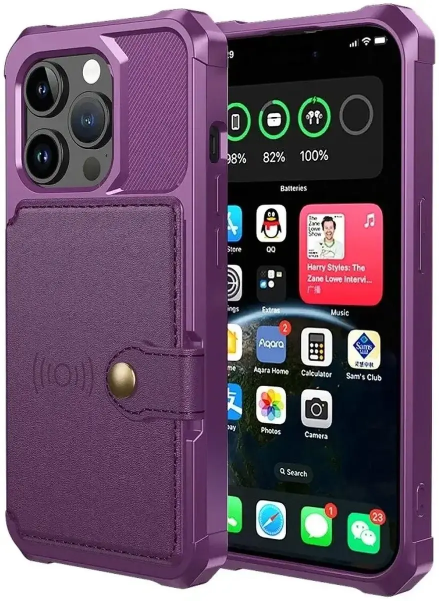 Selected Portemonnee Hoesje iPhone 15 Pro - 4 Pasjes - Paars - afbeelding 6 van 6