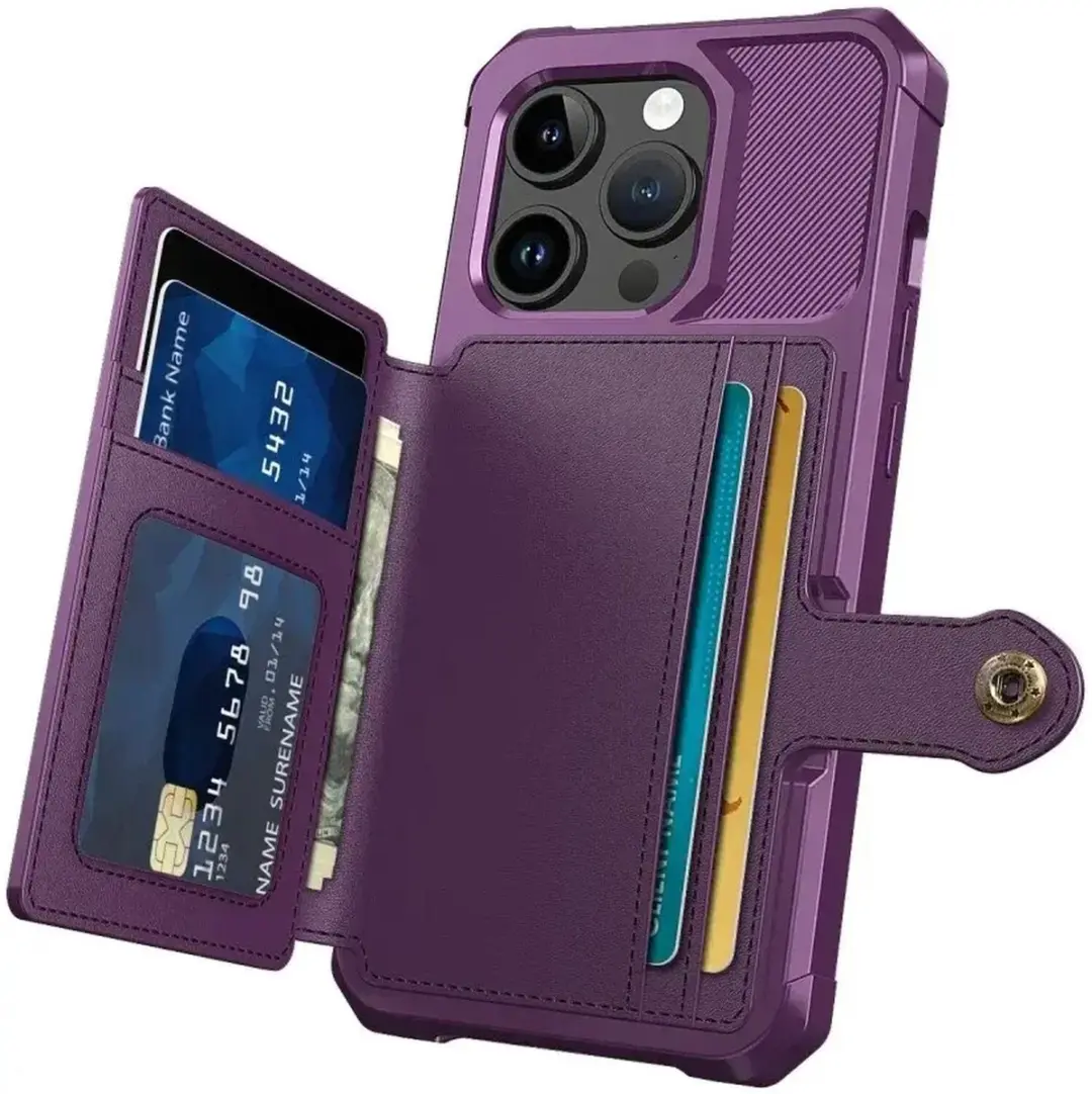 Selected Portemonnee Hoesje iPhone 15 Pro - 4 Pasjes - Paars