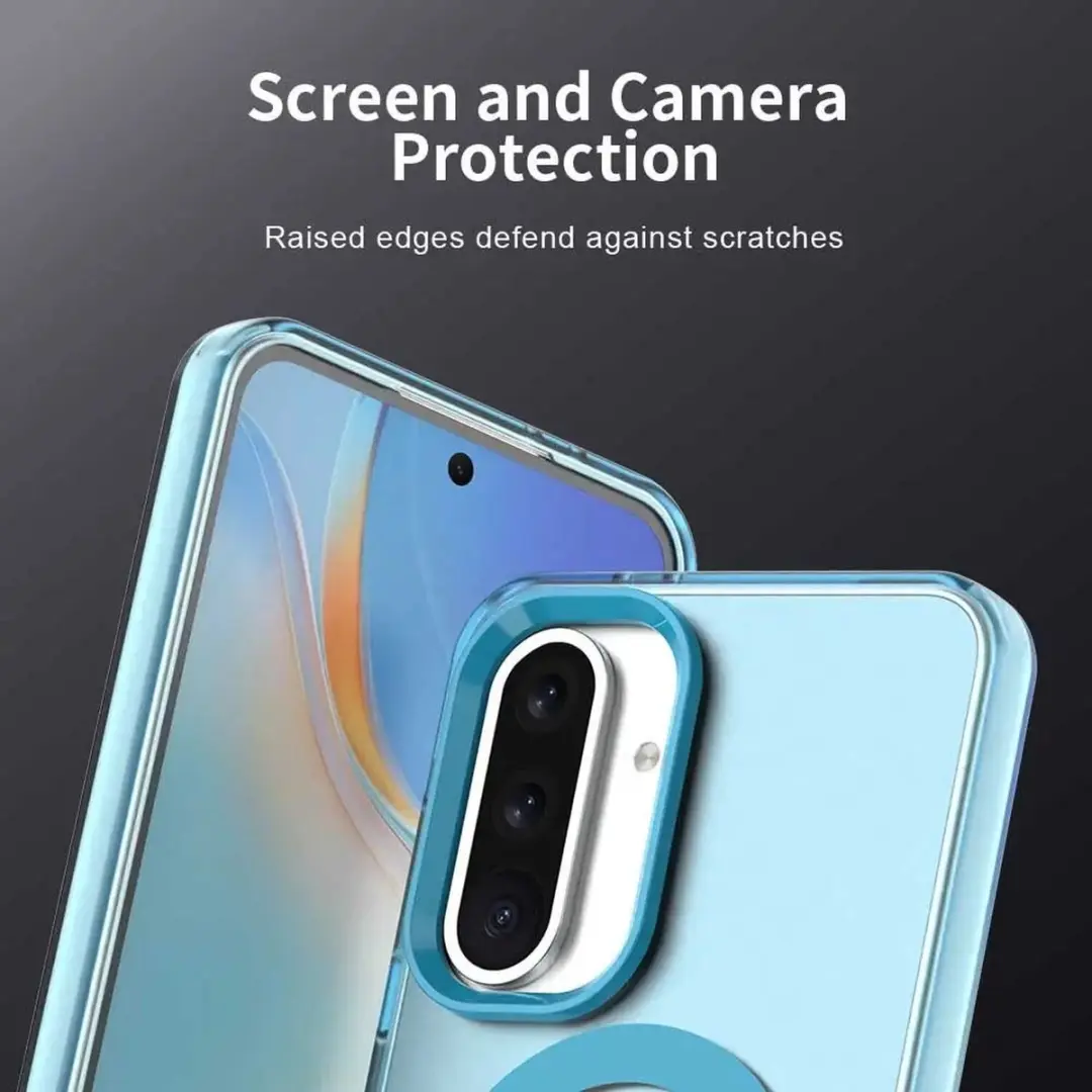 Selected MagSafe Backcover Hoesje Samsung Galaxy A56/A36 - Blauw & Transparant