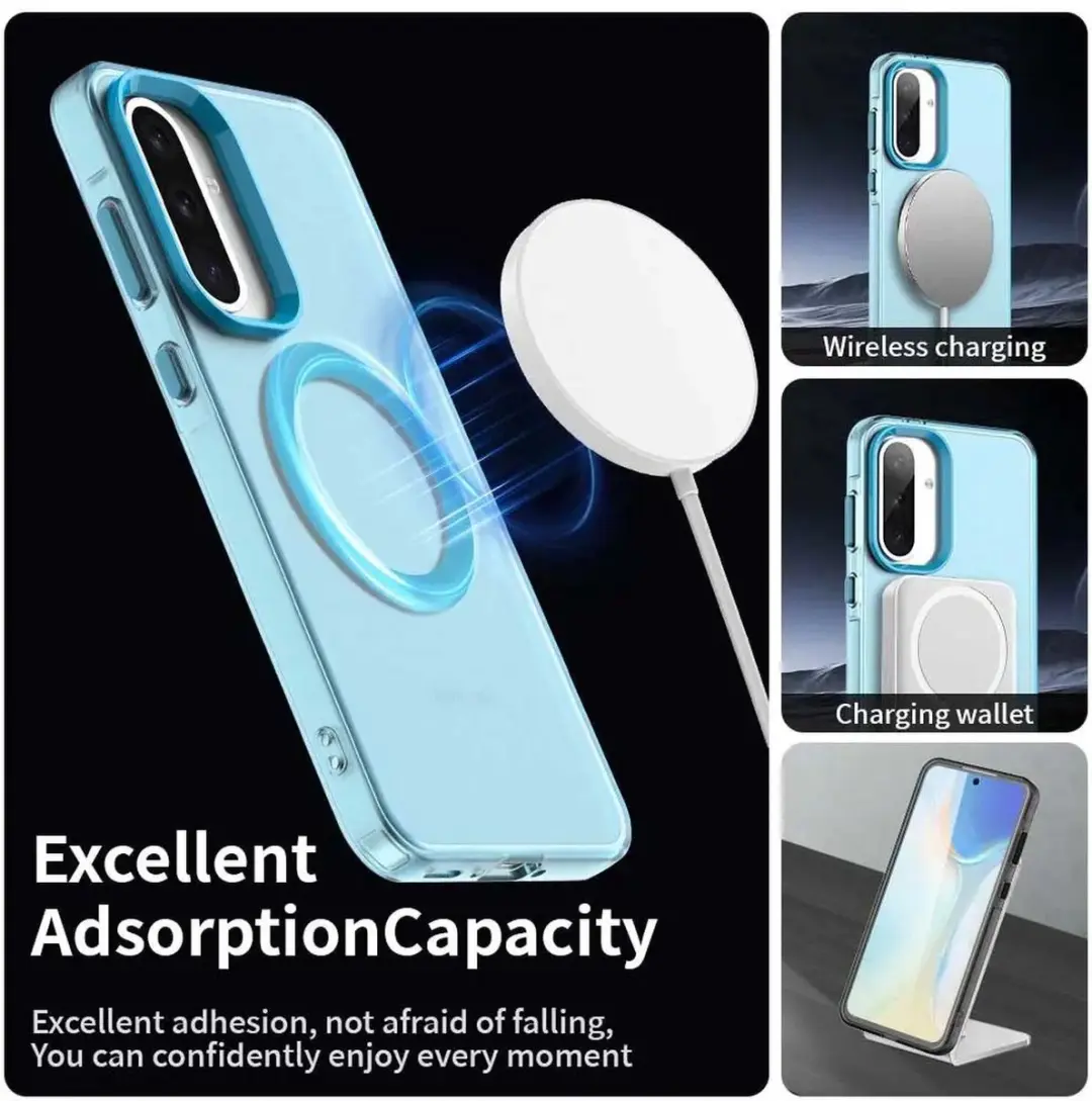 Selected MagSafe Backcover Hoesje Samsung Galaxy A56/A36 - Blauw & Transparant