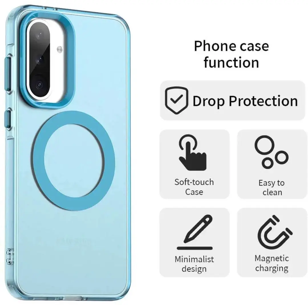 Selected MagSafe Backcover Hoesje Samsung Galaxy A56/A36 - Blauw & Transparant - afbeelding 6 van 6
