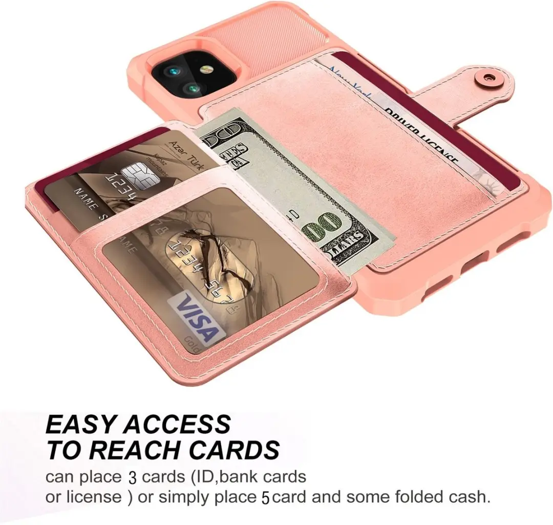 Selected Portemonnee Hoesje iPhone 11 - Roze - 4 Pasjes - afbeelding 6 van 6