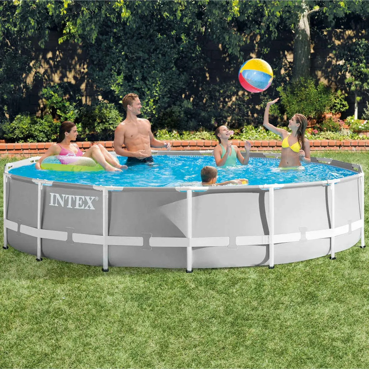 Intex Prism Frame Zwembadset 457x107cm - 14.61L - Grijs