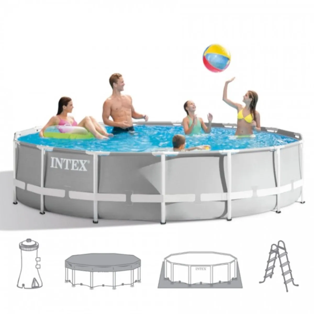 Intex Prism Frame Zwembadset 457x107cm - 14.61L - Grijs