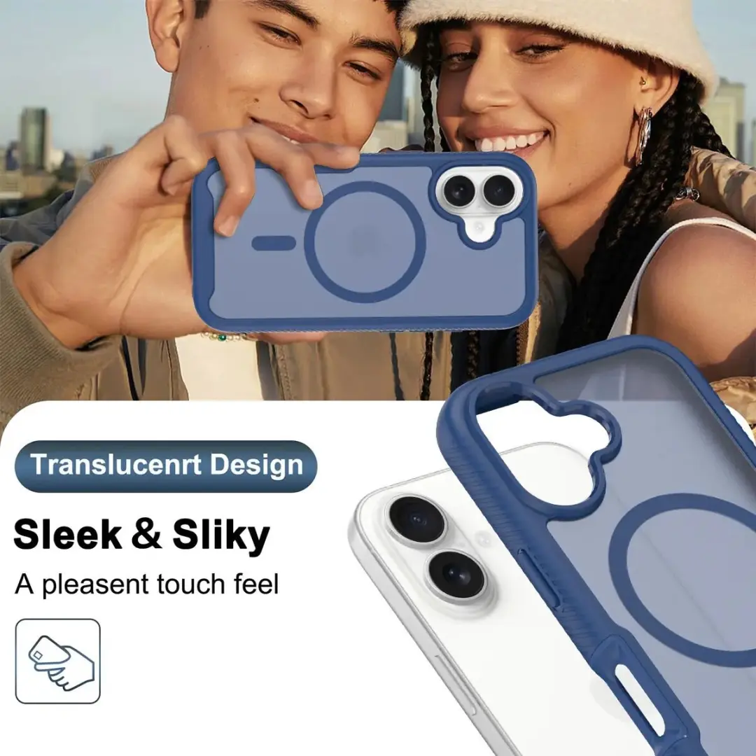 Selected by GSMpunt.nl iPhone 16 Hoesje Matte Blauw - Ingebouwde Screenprotector