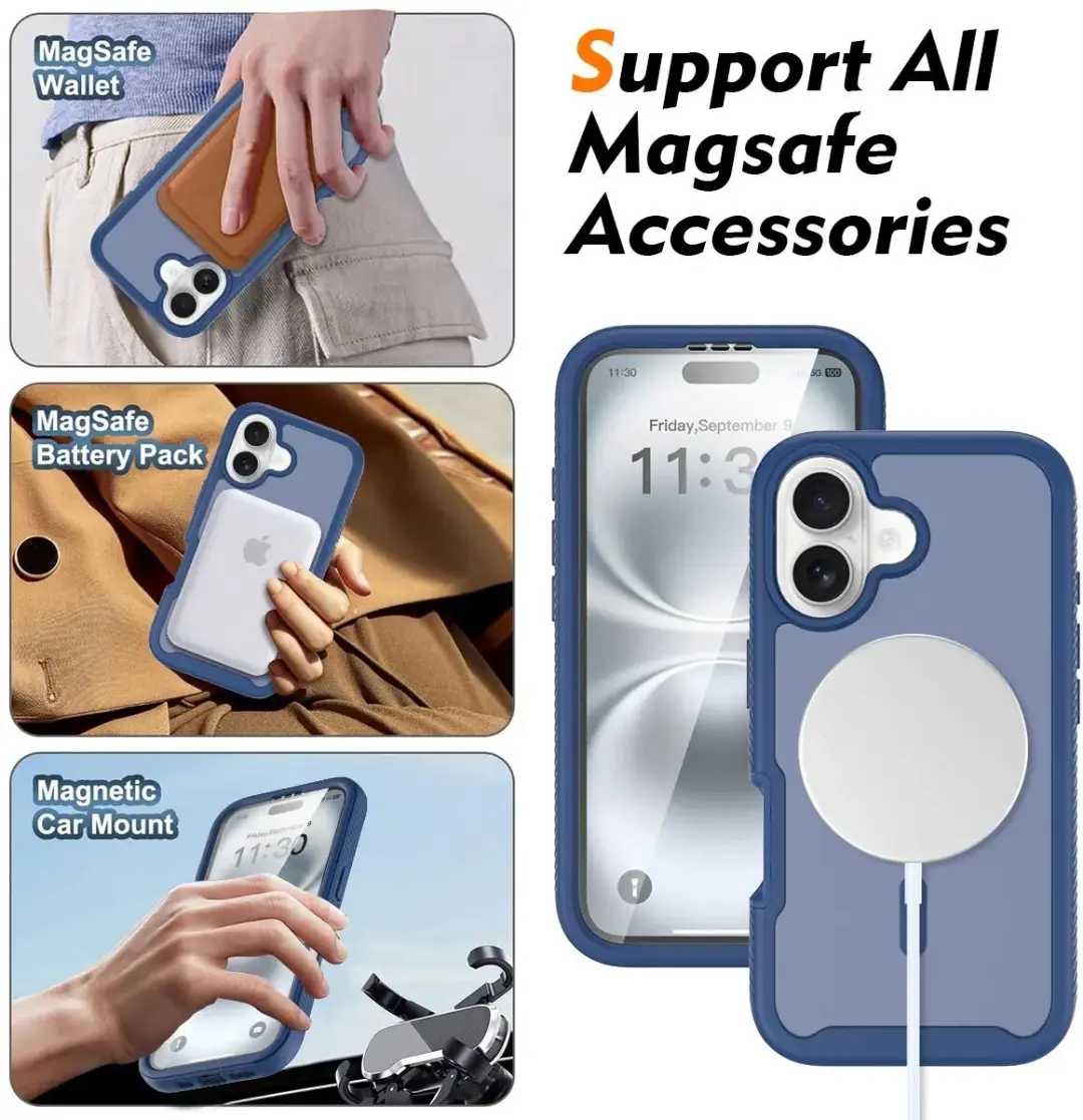 Selected by GSMpunt.nl iPhone 16 Hoesje Matte Blauw - Ingebouwde Screenprotector - afbeelding 6 van 6