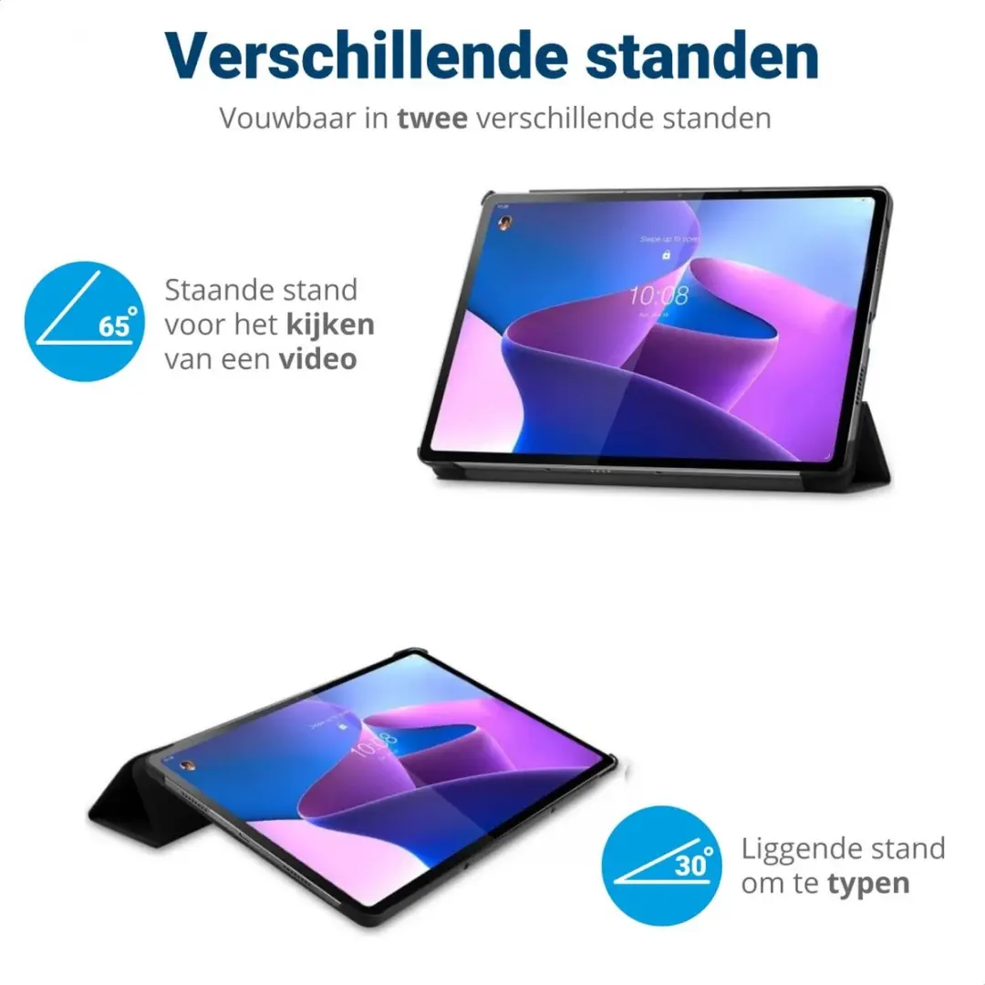 Selected Lenovo Tab P12 Book Case Hoes - Tri-fold Zwart