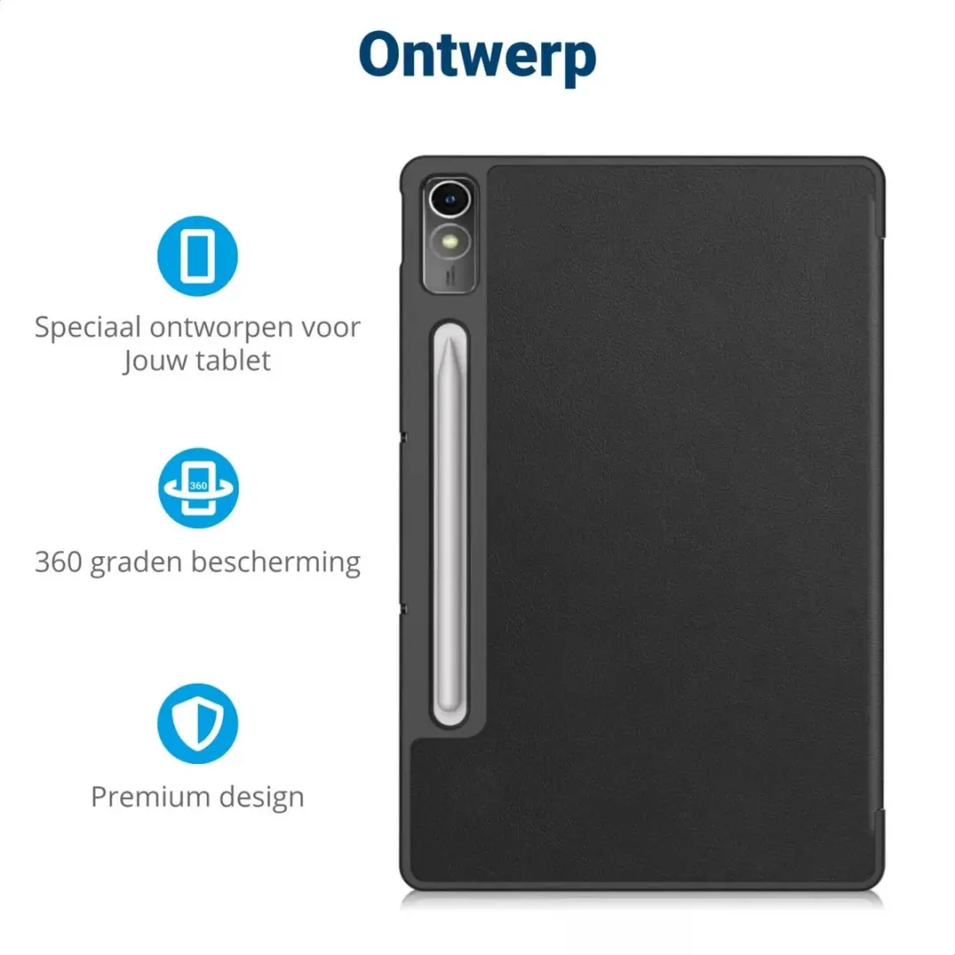 Selected Lenovo Tab P12 Book Case Hoes - Tri-fold Zwart