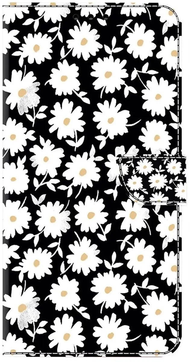 Selected Hoesje Xiaomi Redmi 15C Book Case - Bloem Print/Zwart/Wit